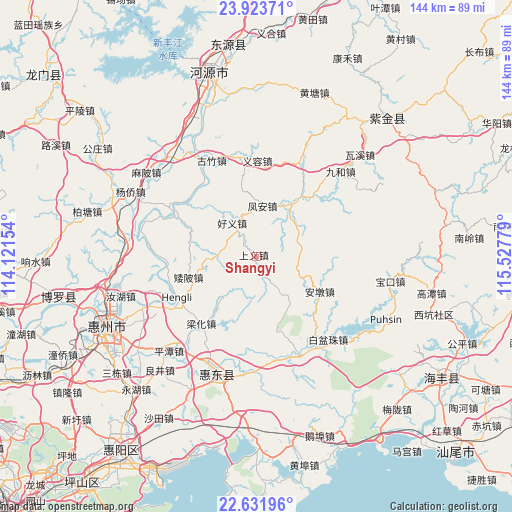 Shangyi on map