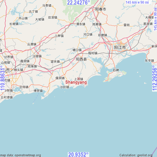 Shangyang on map