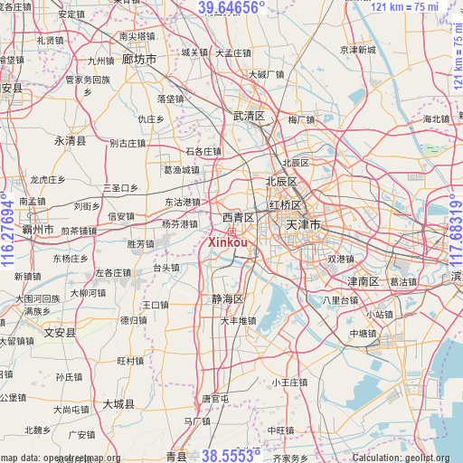 Xinkou on map