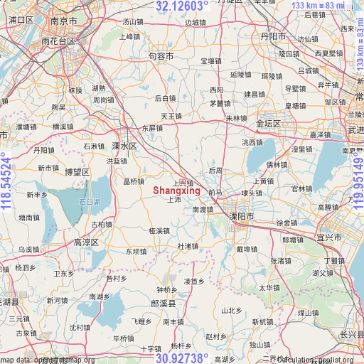 Shangxing on map