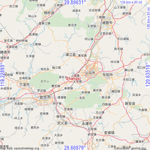 Shangxi on map