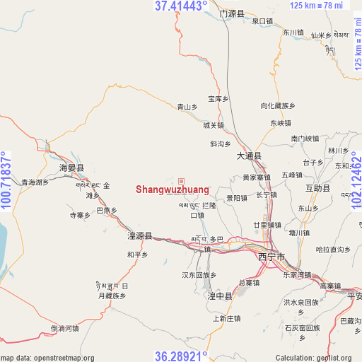 Shangwuzhuang on map