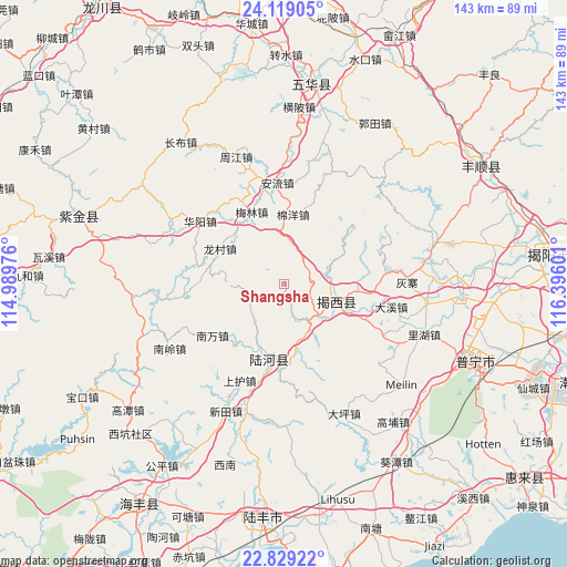 Shangsha on map