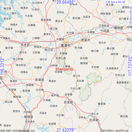 Shangqing on map