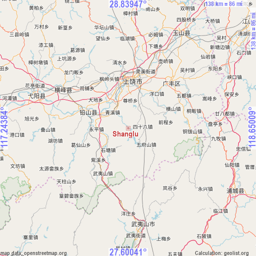 Shanglu on map