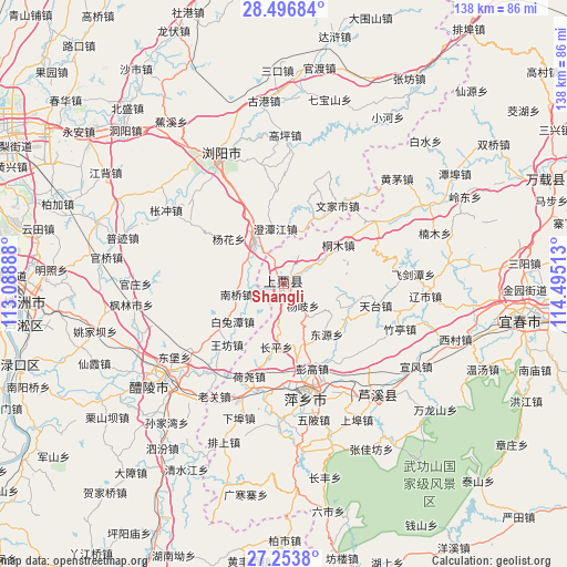 Shangli on map