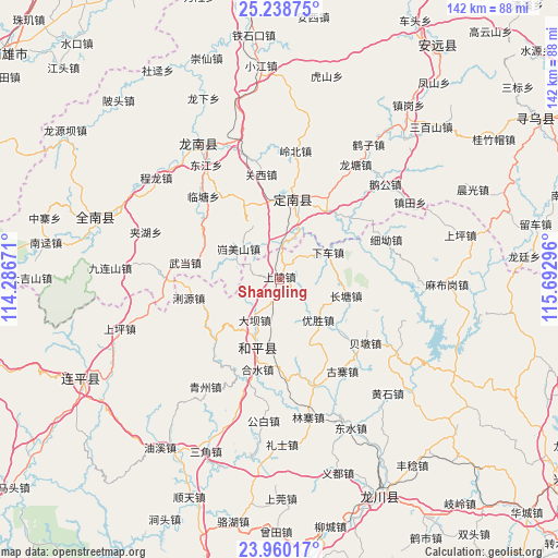 Shangling on map