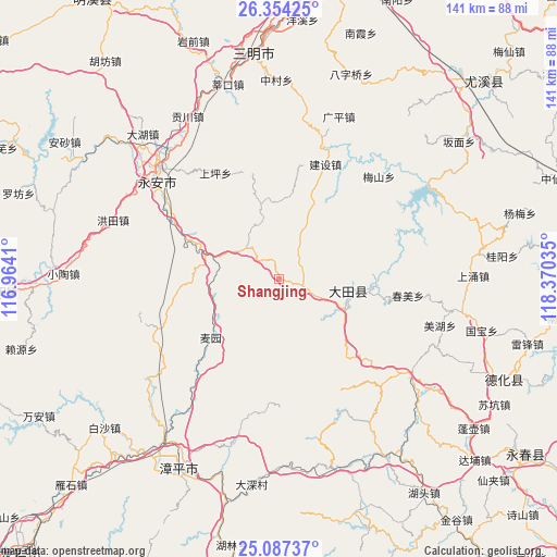 Shangjing on map