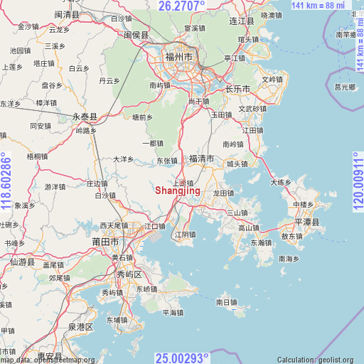 Shangjing on map