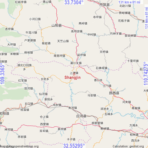 Shangjin on map