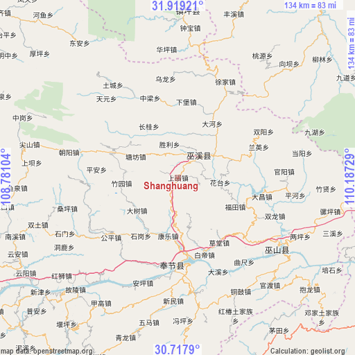 Shanghuang on map