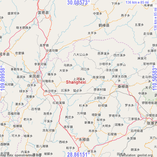 Shanghexi on map