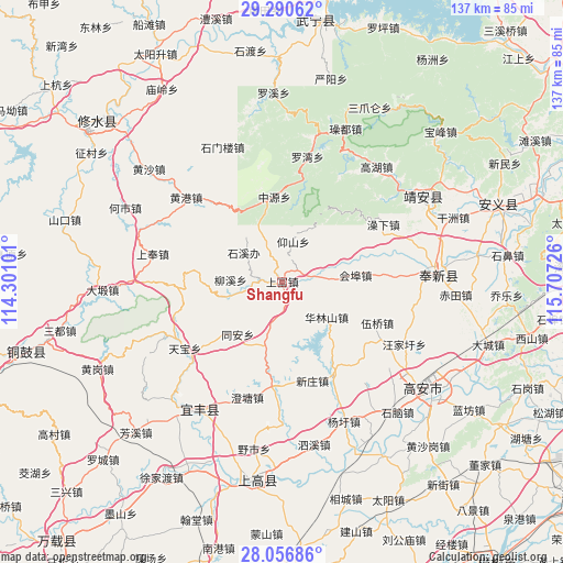 Shangfu on map