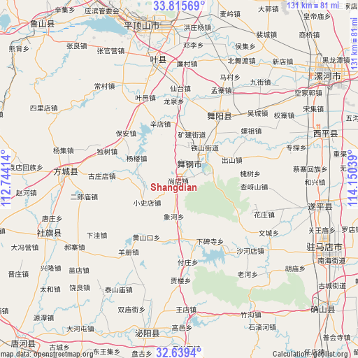 Shangdian on map