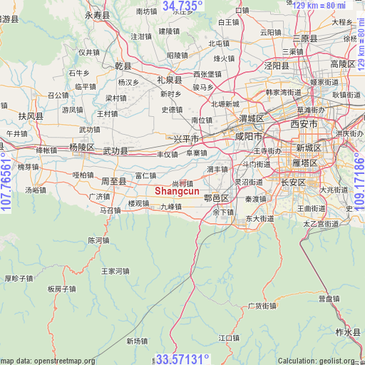 Shangcun on map