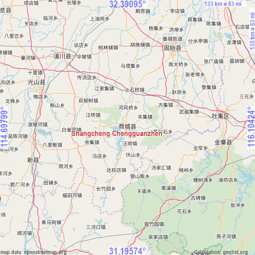 Shangcheng Chengguanzhen on map