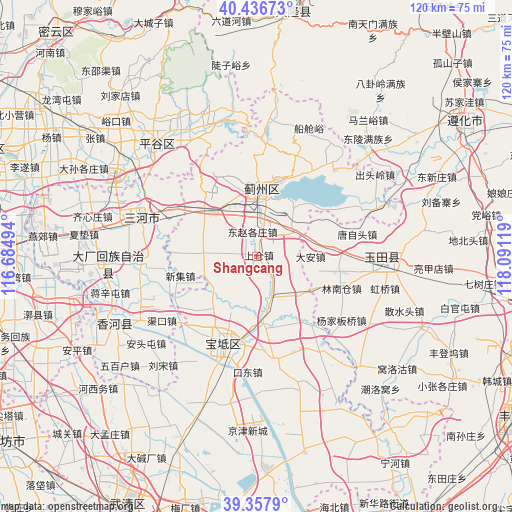 Shangcang on map