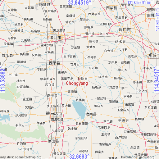 Chongyang on map