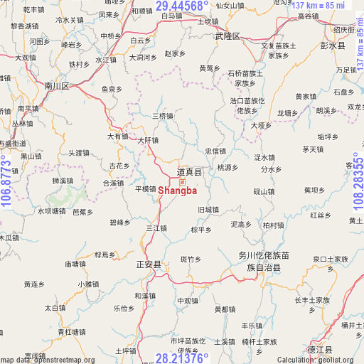 Shangba on map