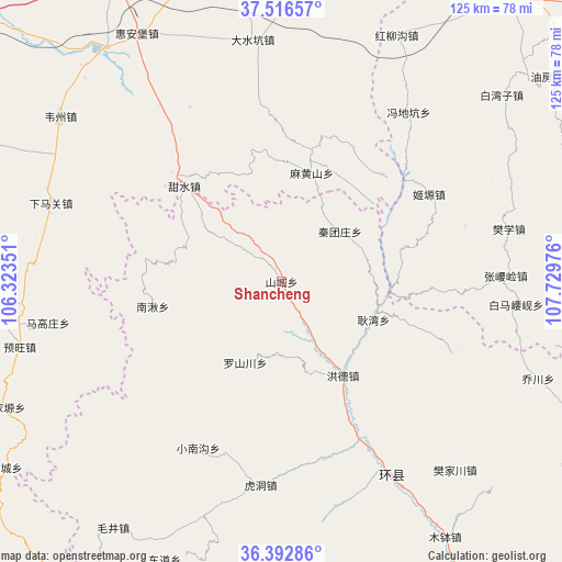 Shancheng on map