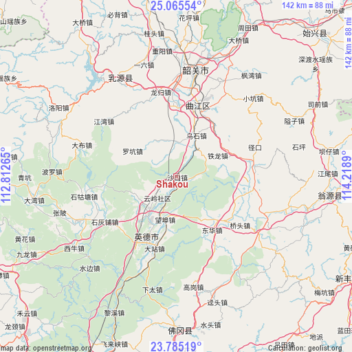 Shakou on map