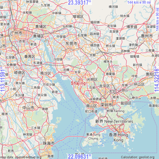 Shajing on map