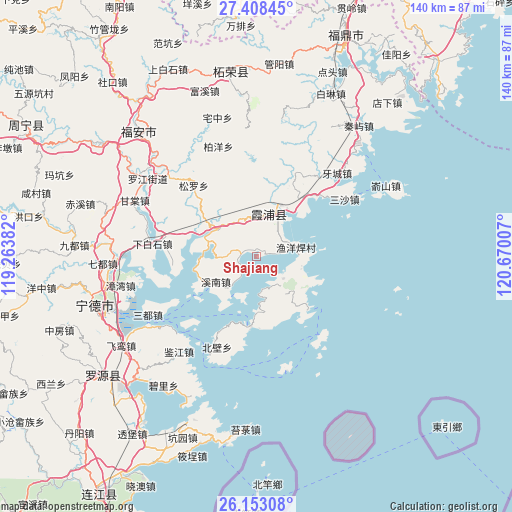 Shajiang on map