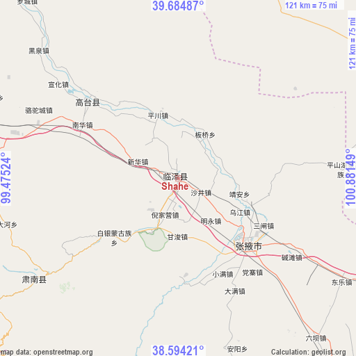 Shahe on map