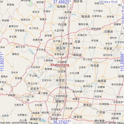 Shahecheng on map