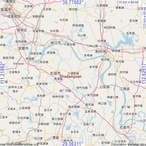 Shadaoguan on map