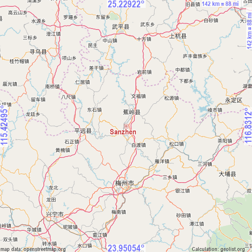 Sanzhen on map