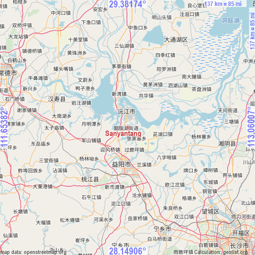 Sanyantang on map