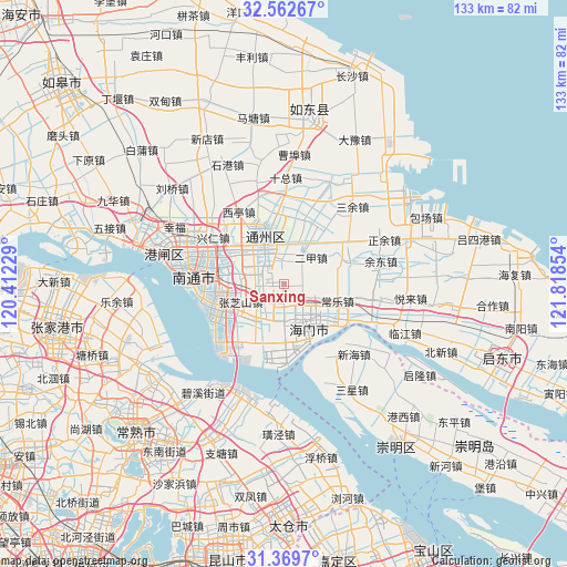 Sanxing on map