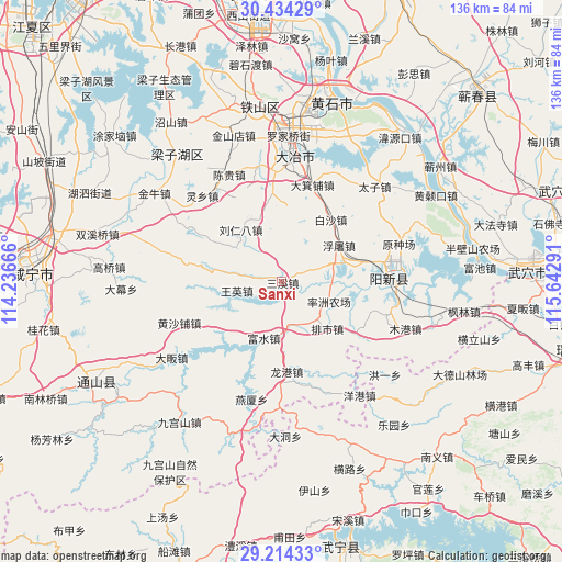 Sanxi on map