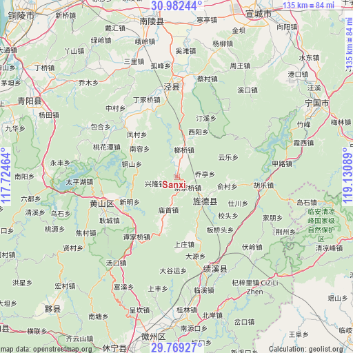 Sanxi on map