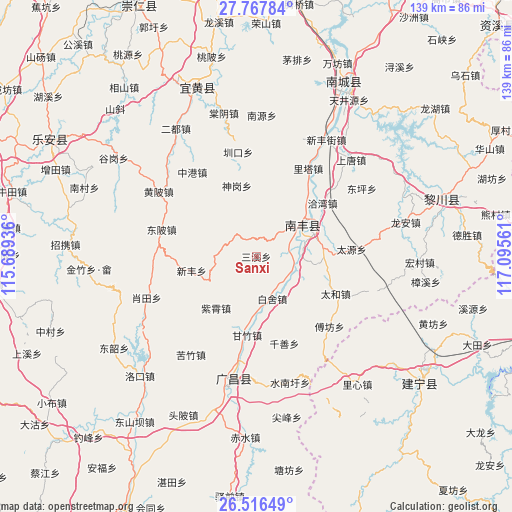 Sanxi on map