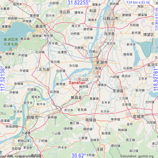 Sanshan on map