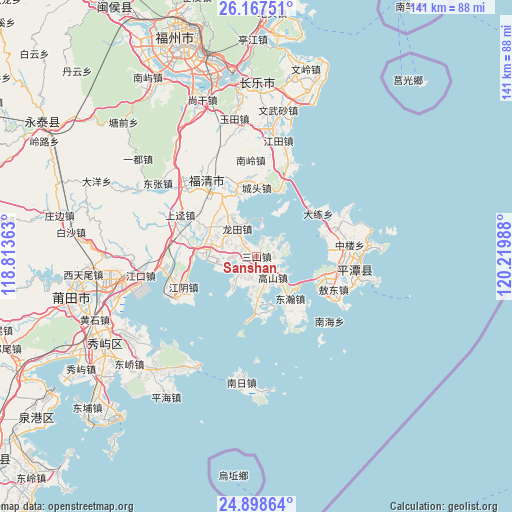 Sanshan on map