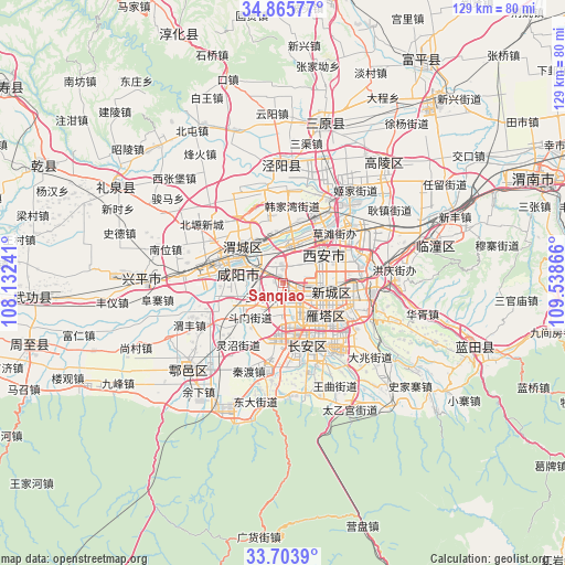 Sanqiao on map