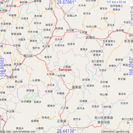 Sanqiao on map