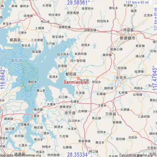 Sanmiaoqian on map