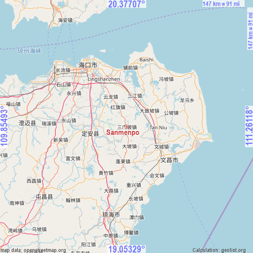 Sanmenpo on map