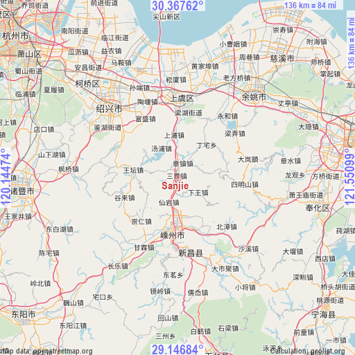 Sanjie on map