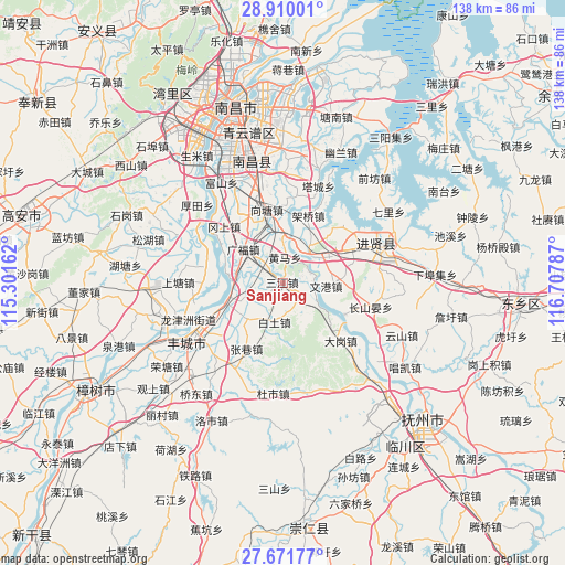 Sanjiang on map