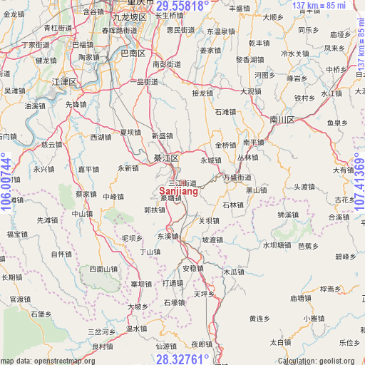 Sanjiang on map