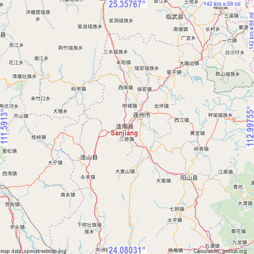 Sanjiang on map