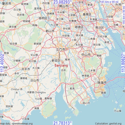 Sanjiang on map