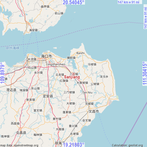 Sanjiang on map