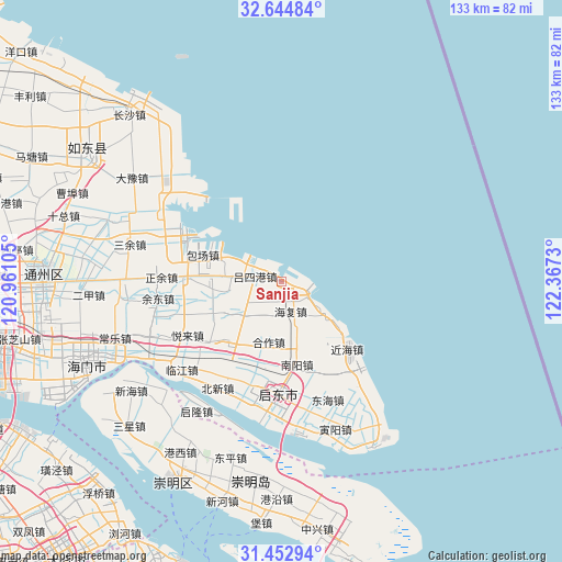 Sanjia on map