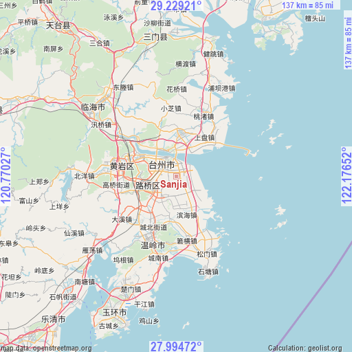 Sanjia on map